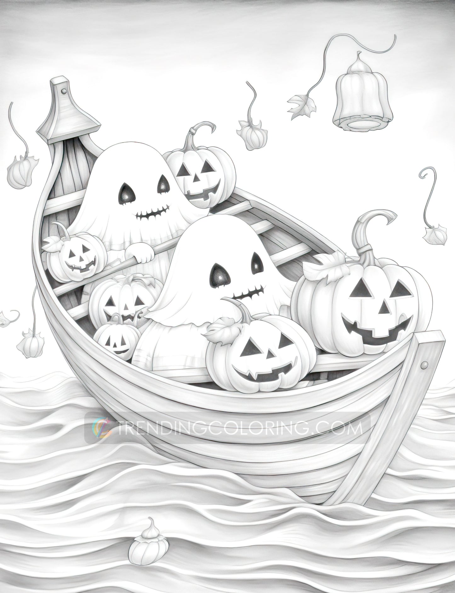 25 Halloween Little Ghost Grayscale Coloring Pages - Instant Download - Printable PDF Dark/Light