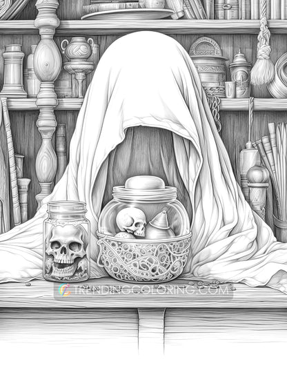 40 Freak of Horror Graustufen Malbuchseiten - Halloween Ausmalen - Sofortiger Download - Druckbare PDF Dunkel/Hell