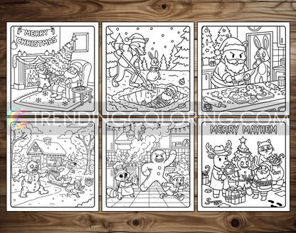 20 Cozy Christmas Crime Scenes Cute and Simple Coloring Pages - PDF Download – preview 4