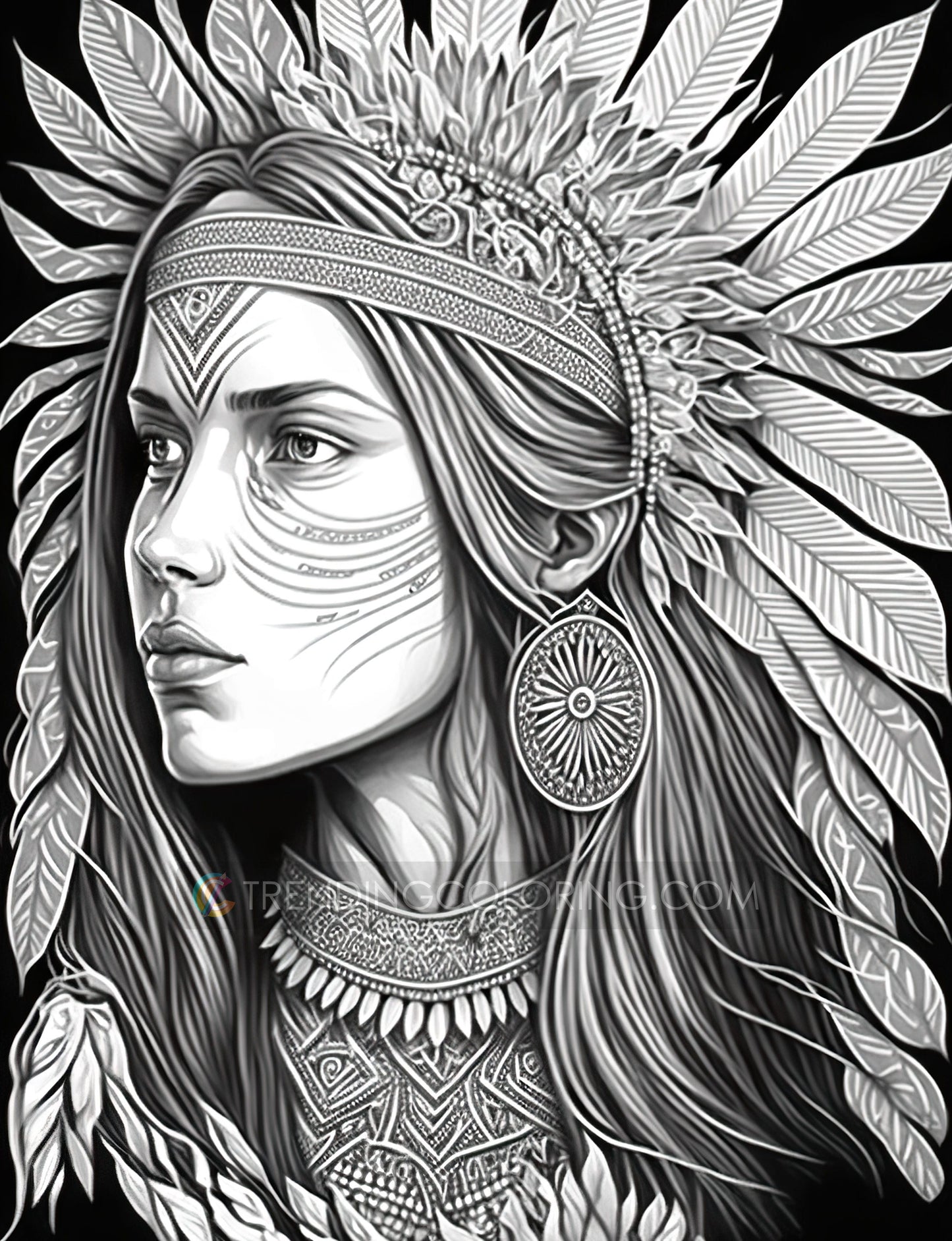 35 Boho Beauties Grayscale Coloring Pages - Instant Download - Printable