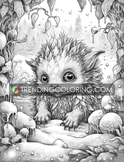 25 Adorable Creepy Monsters Grayscale Coloring Pages - Instant Download - Printable PDF