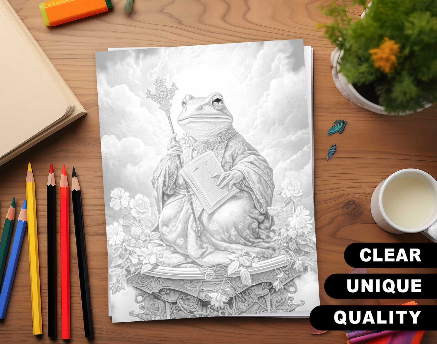 25 Heaven Animals Grayscale Coloring Pages - Instant Download - Printable PDF Dark/Light