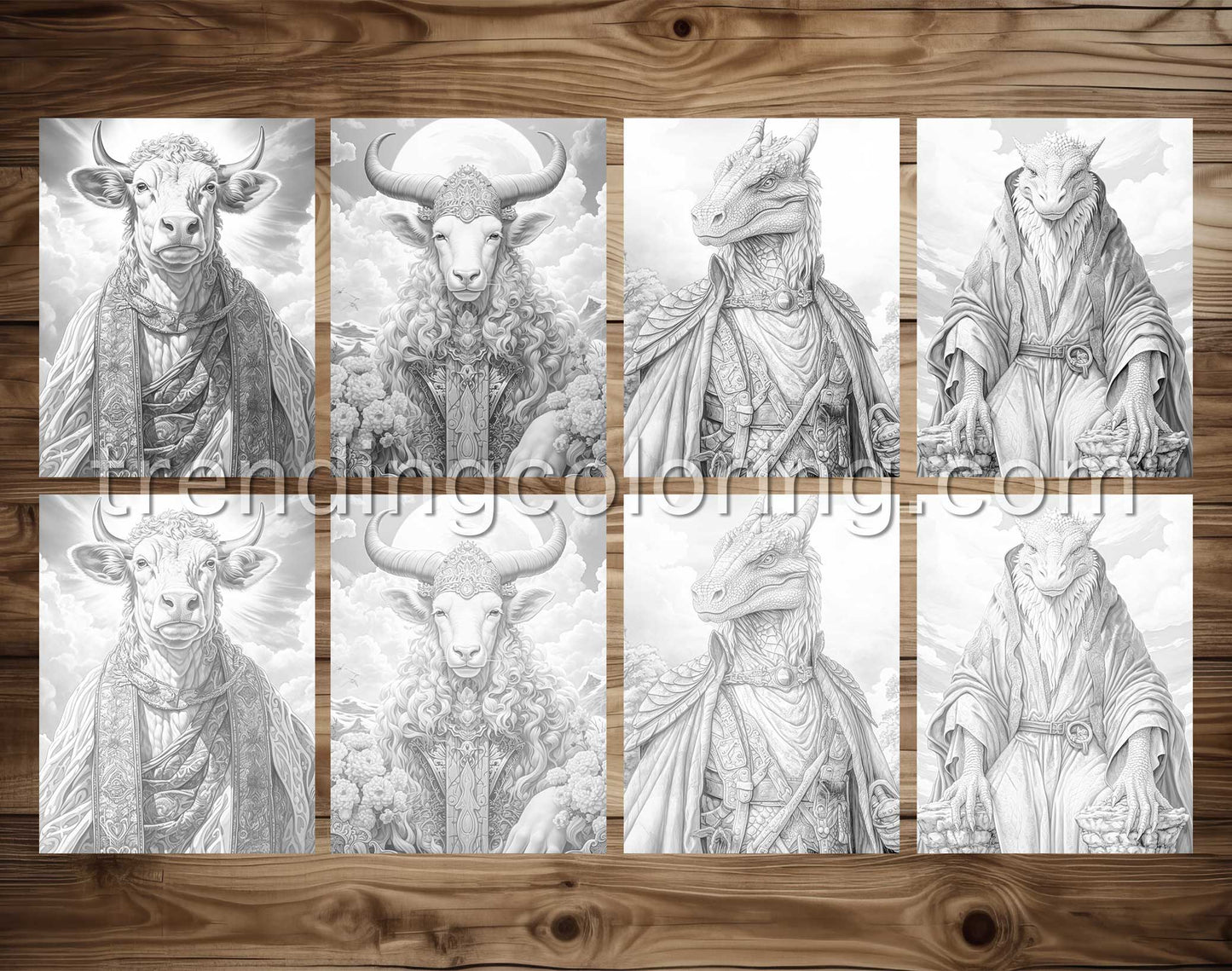 25 Heaven Animals Grayscale Coloring Pages - Instant Download - Printable PDF Dark/Light