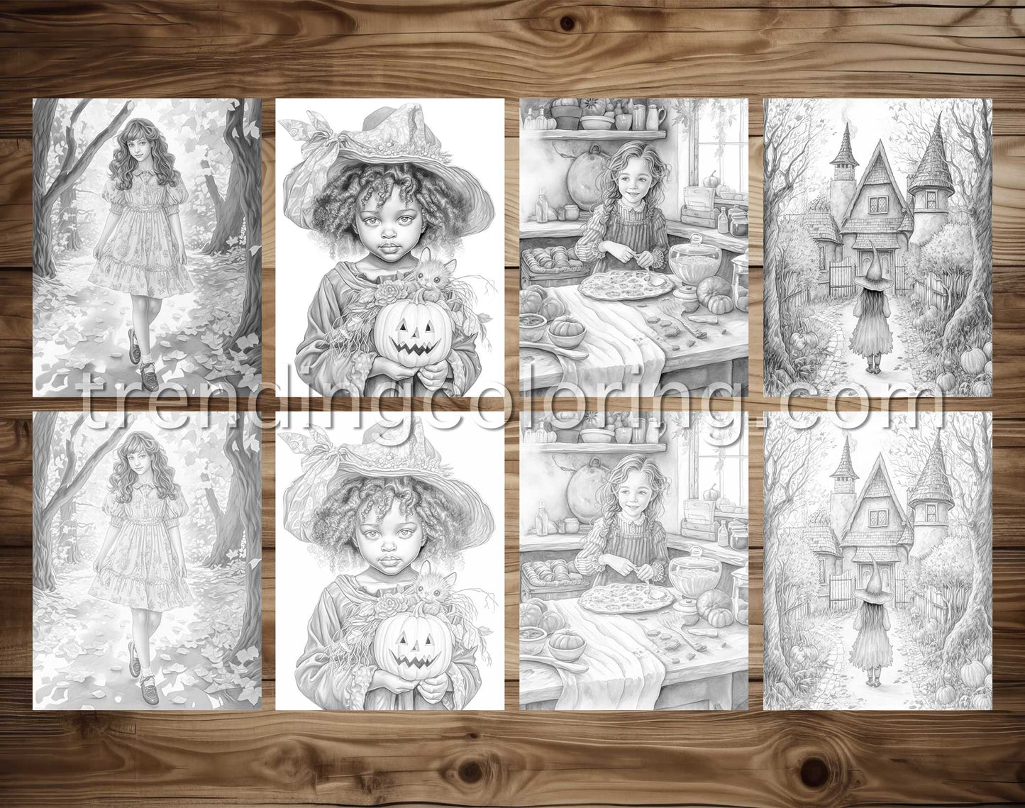 25 Autumn Girls Grayscale Coloring Pages - Instant Download - Printable PDF Dark/Light