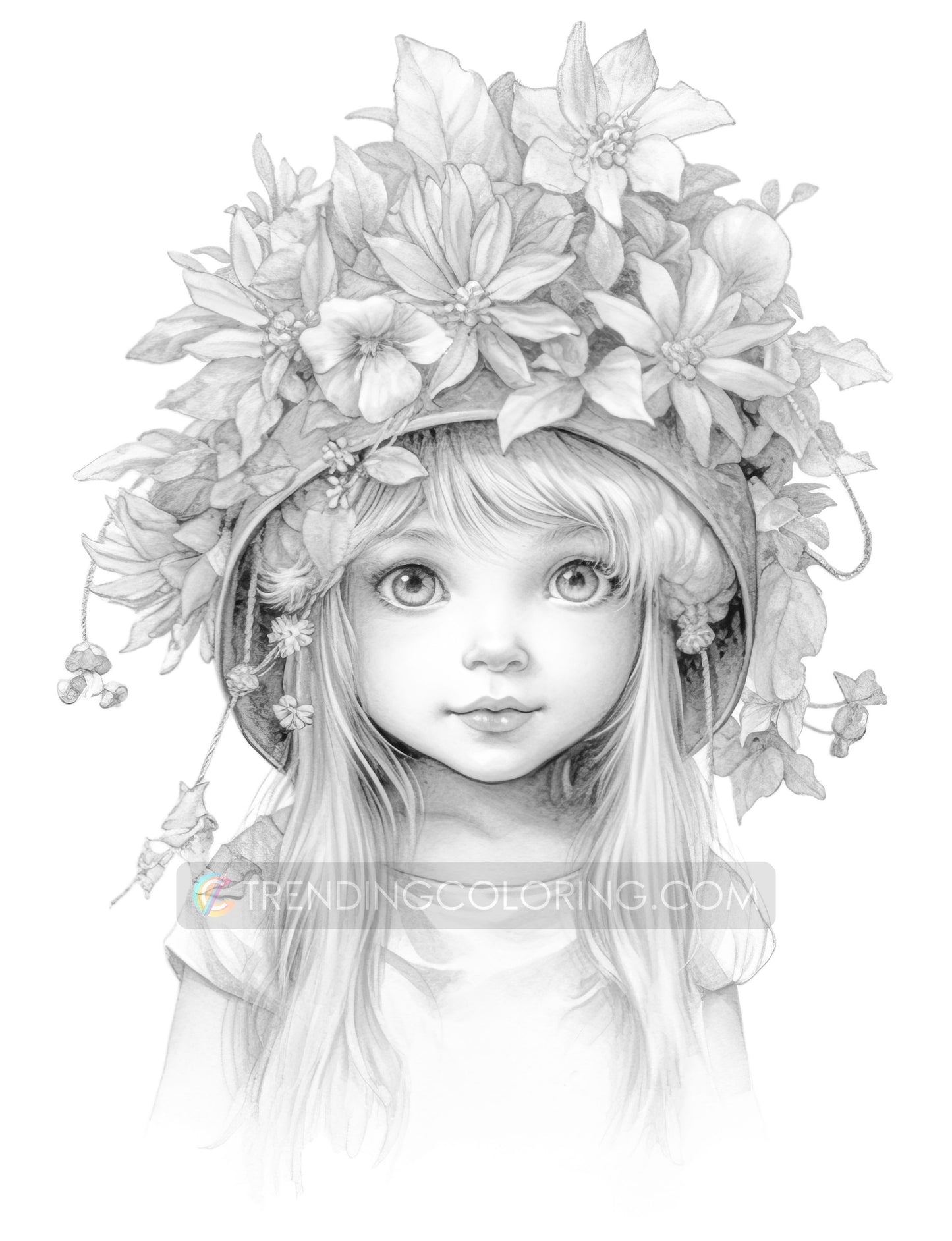 25 Adorable Gnome Girls Grayscale Coloring Pages - Instant Download - Printable PDF Dark/Light – preview 7