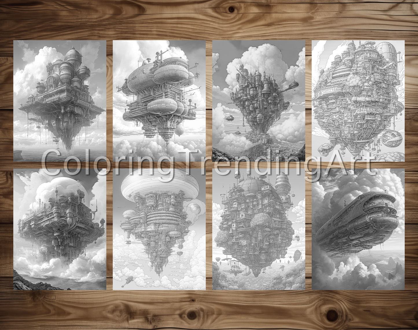 25 Airborne Kingdom Grayscale Coloring Pages Instant Download - Printable PDF – preview 4