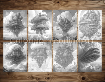 25 Airborne Kingdom Grayscale Coloring Pages Instant Download - Printable PDF – preview 4