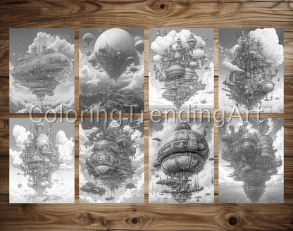 25 Airborne Kingdom Grayscale Coloring Pages Instant Download - Printable PDF – preview 5