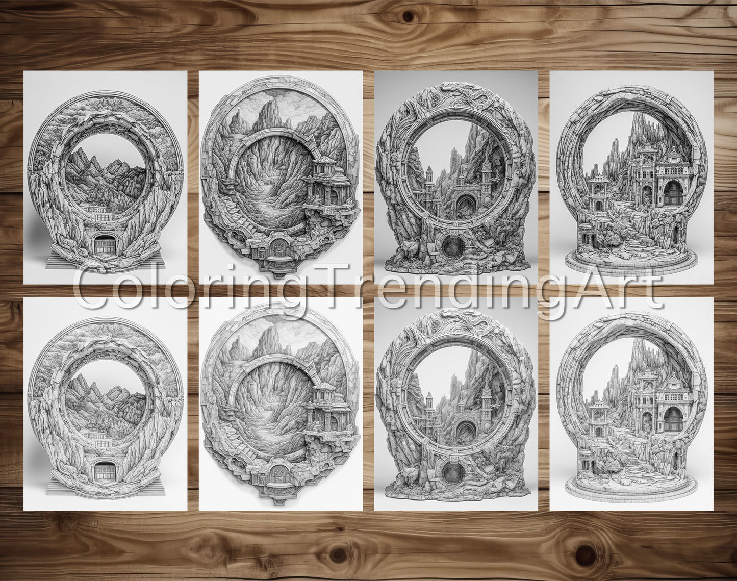 25 Amazing Sculptures Grayscale Coloring Pages - Instant Download - Printable PDF – preview 5