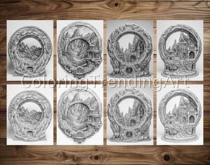 25 Amazing Sculptures Grayscale Coloring Pages - Instant Download - Printable PDF – preview 5