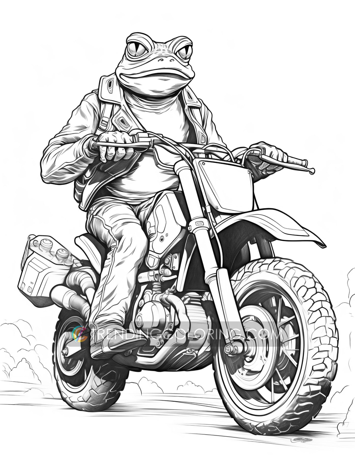 25 Animal Bikers Grayscale Coloring Pages - Instant Download - Printable PDF – preview 7