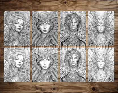 25 Archangels of God Grayscale Coloring Pages - Instant Download - Printable PDF – preview 4
