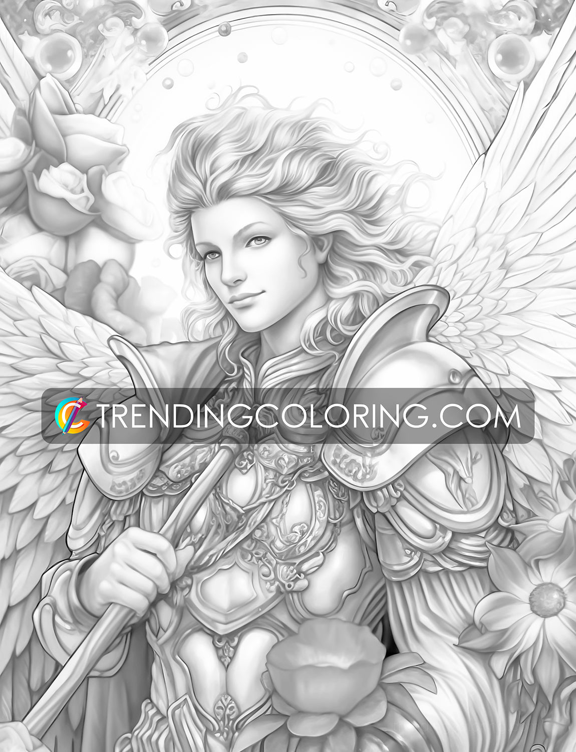 25 Archangels of God Grayscale Coloring Pages - Instant Download - Printable PDF – preview 5