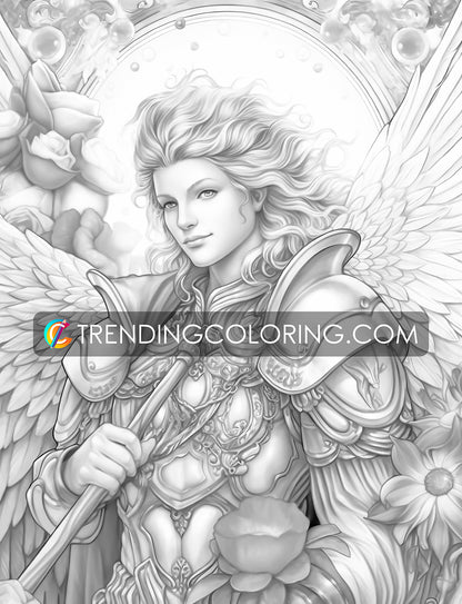 25 Archangels of God Grayscale Coloring Pages - Instant Download - Printable PDF – preview 5