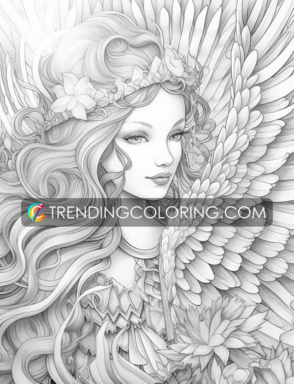 25 Archangels of God Grayscale Coloring Pages - Instant Download - Printable PDF – preview 6