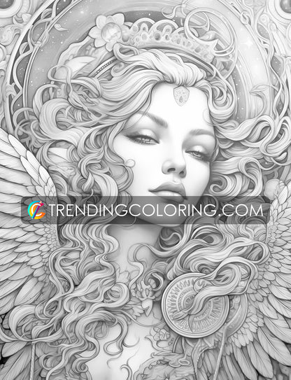 25 Archangels of God Grayscale Coloring Pages - Instant Download - Printable PDF – preview 7