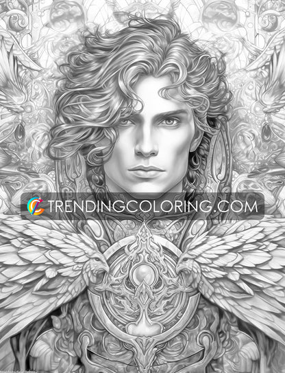 25 Archangels of God Grayscale Coloring Pages - Instant Download - Printable PDF – preview 8