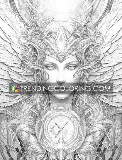 25 Archangels of God Grayscale Coloring Pages - Instant Download - Printable PDF – preview 9