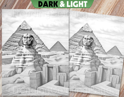 25 Around The World Grayscale Coloring Pages - Instant Download - Printable PDF Dark/Light – preview 8
