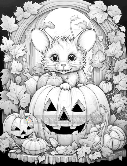 25 Autumn Animal Grayscale Coloring Pages - Instant Download - Printable PDF Dark/Light – preview 5