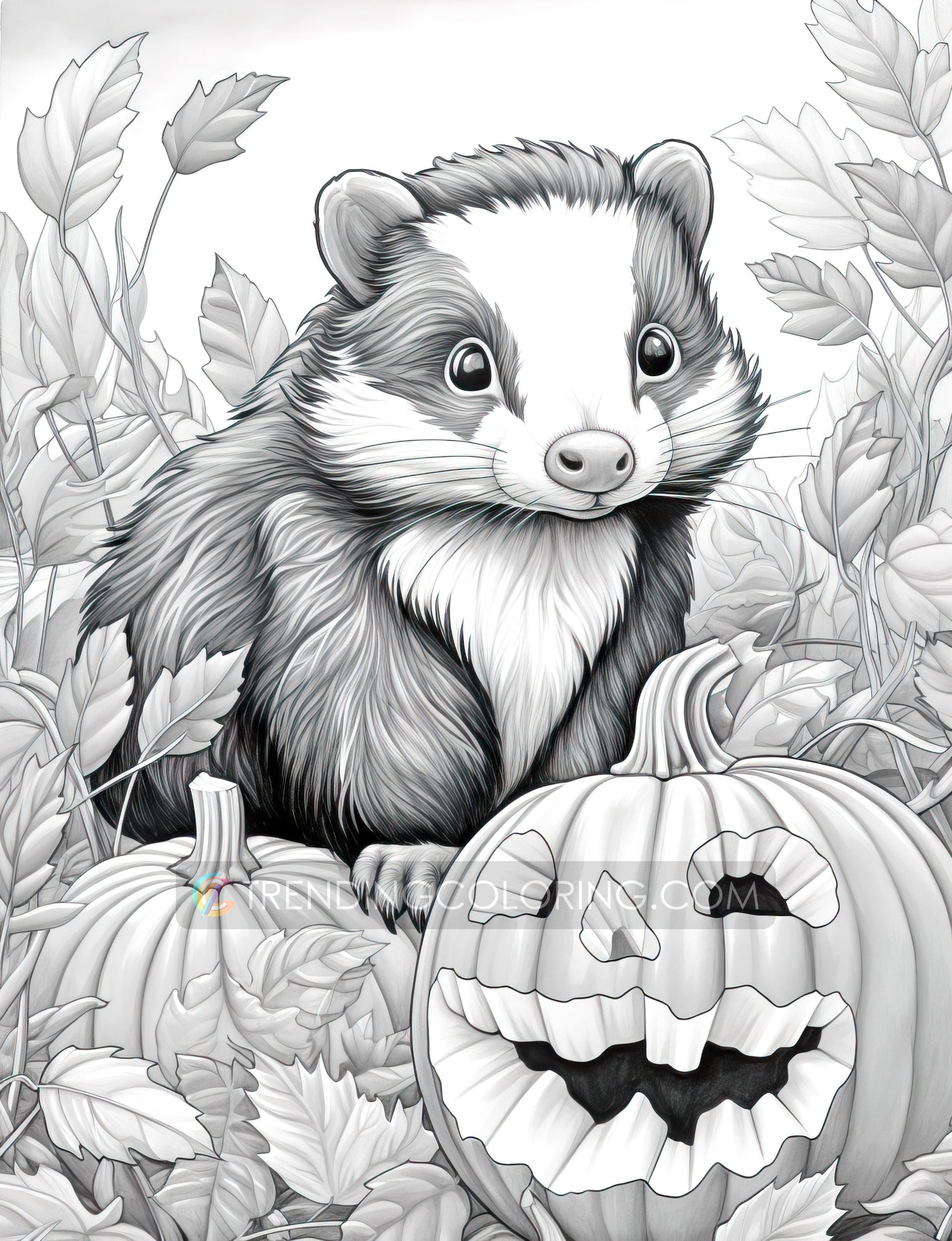 25 Autumn Animal Grayscale Coloring Pages - Instant Download - Printable PDF Dark/Light – preview 7
