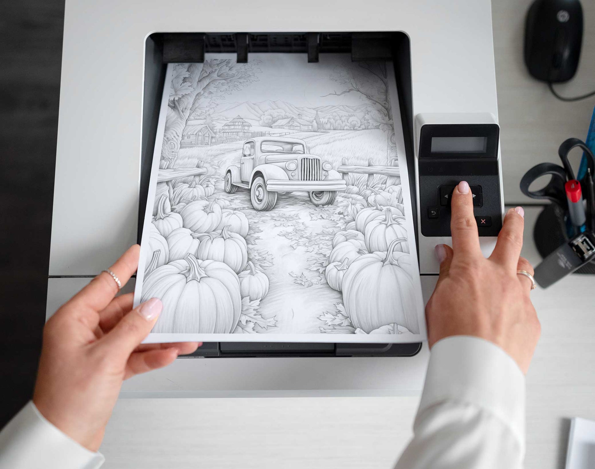 25 Autumn Vibe Grayscale Coloring Pages - Instant Download - Printable PDF Dark/Light – preview 2