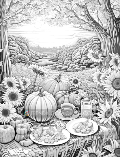 25 Autumn Vibe Grayscale Coloring Pages - Instant Download - Printable PDF Dark/Light – preview 5