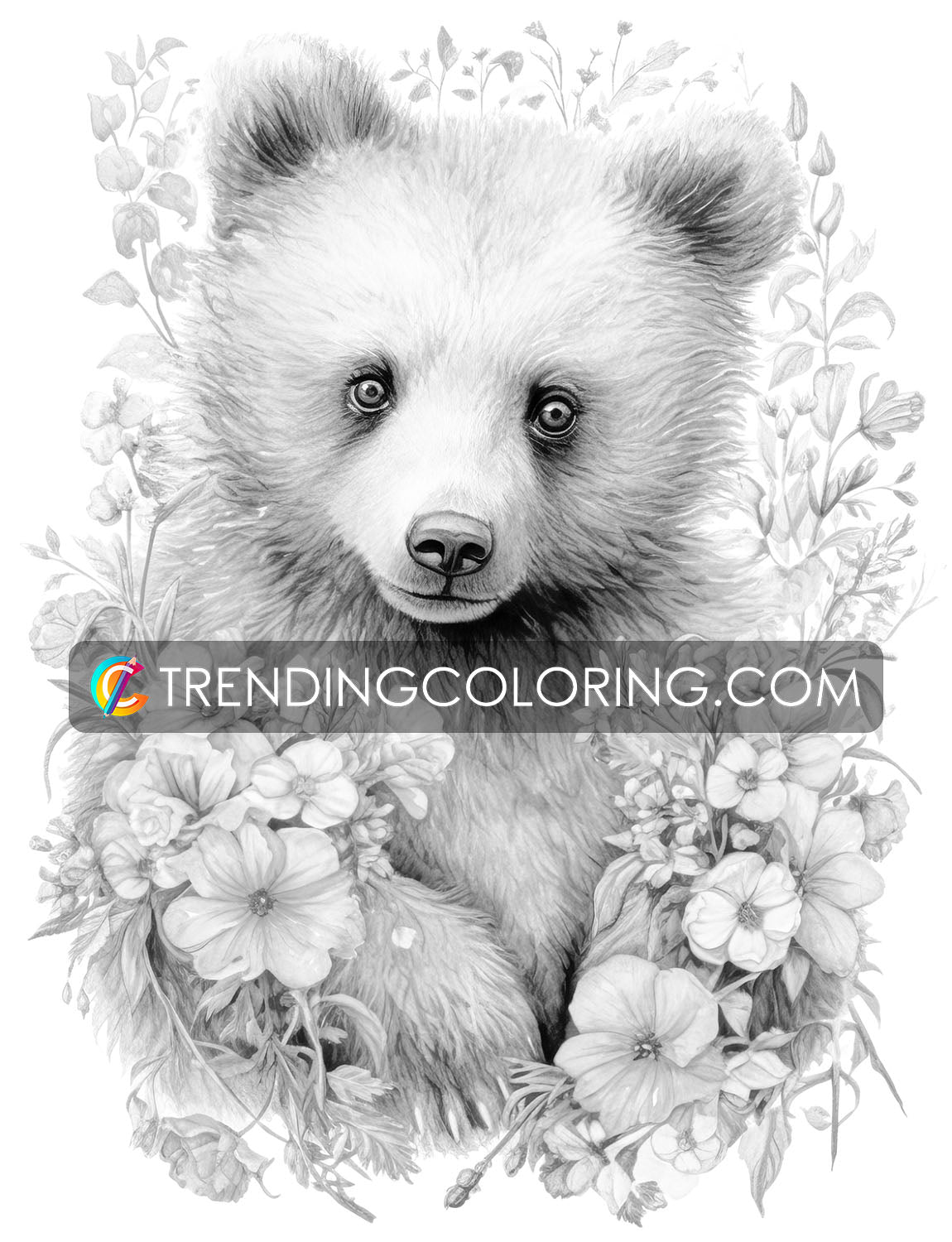 25 Baby Cute Animal Grayscale Coloring Pages - Instant Download - Printable PDF – preview 5