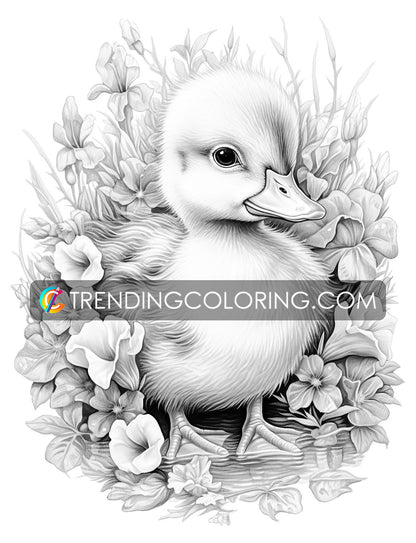 25 Baby Cute Animal Grayscale Coloring Pages - Instant Download - Printable PDF – preview 9