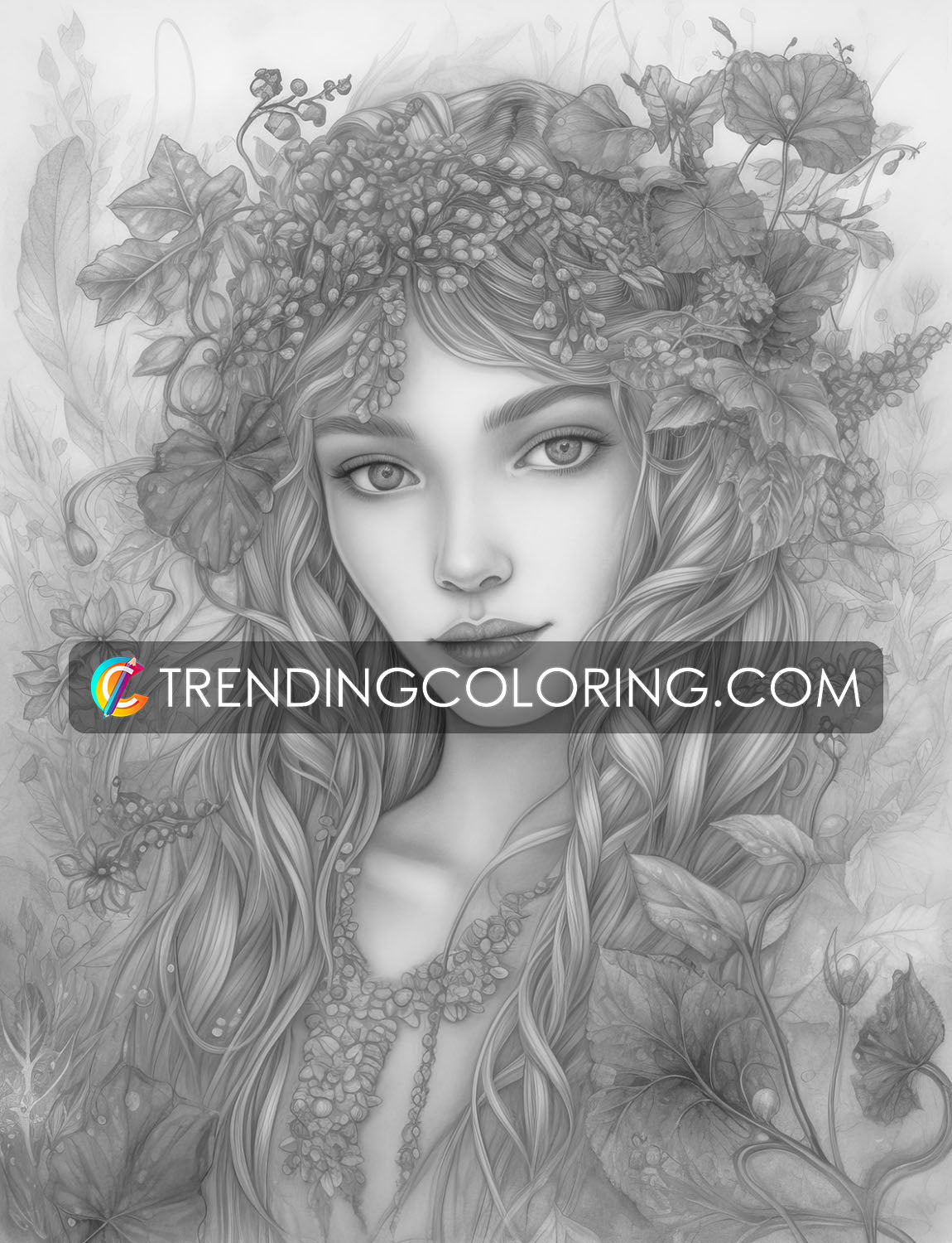 25 Beauty Queen Grayscale Coloring Pages - Instant Download - Printable PDF – preview 10