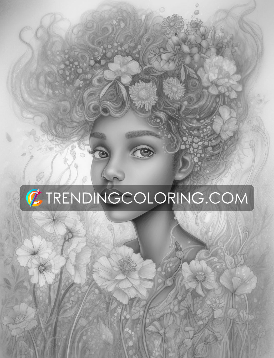 25 Beauty Queen Grayscale Coloring Pages - Instant Download - Printable PDF – preview 9