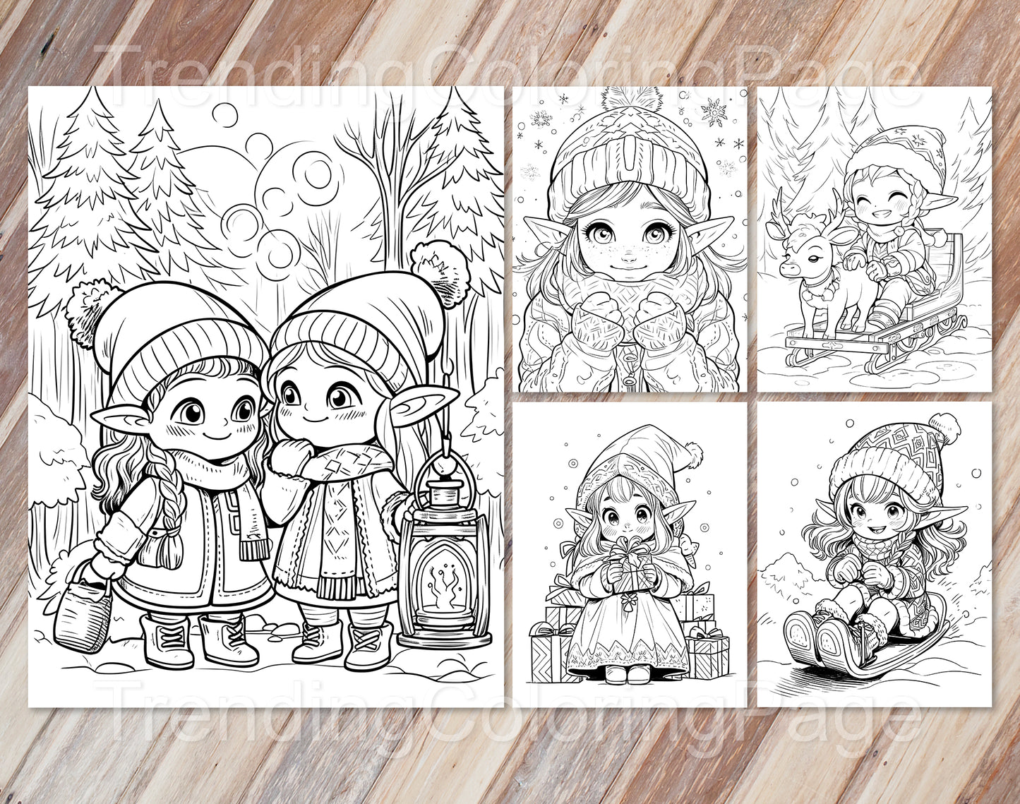 25 Christmas Darling Gnomes Coloring Pages - Instant Download - Printable PDF – preview 2