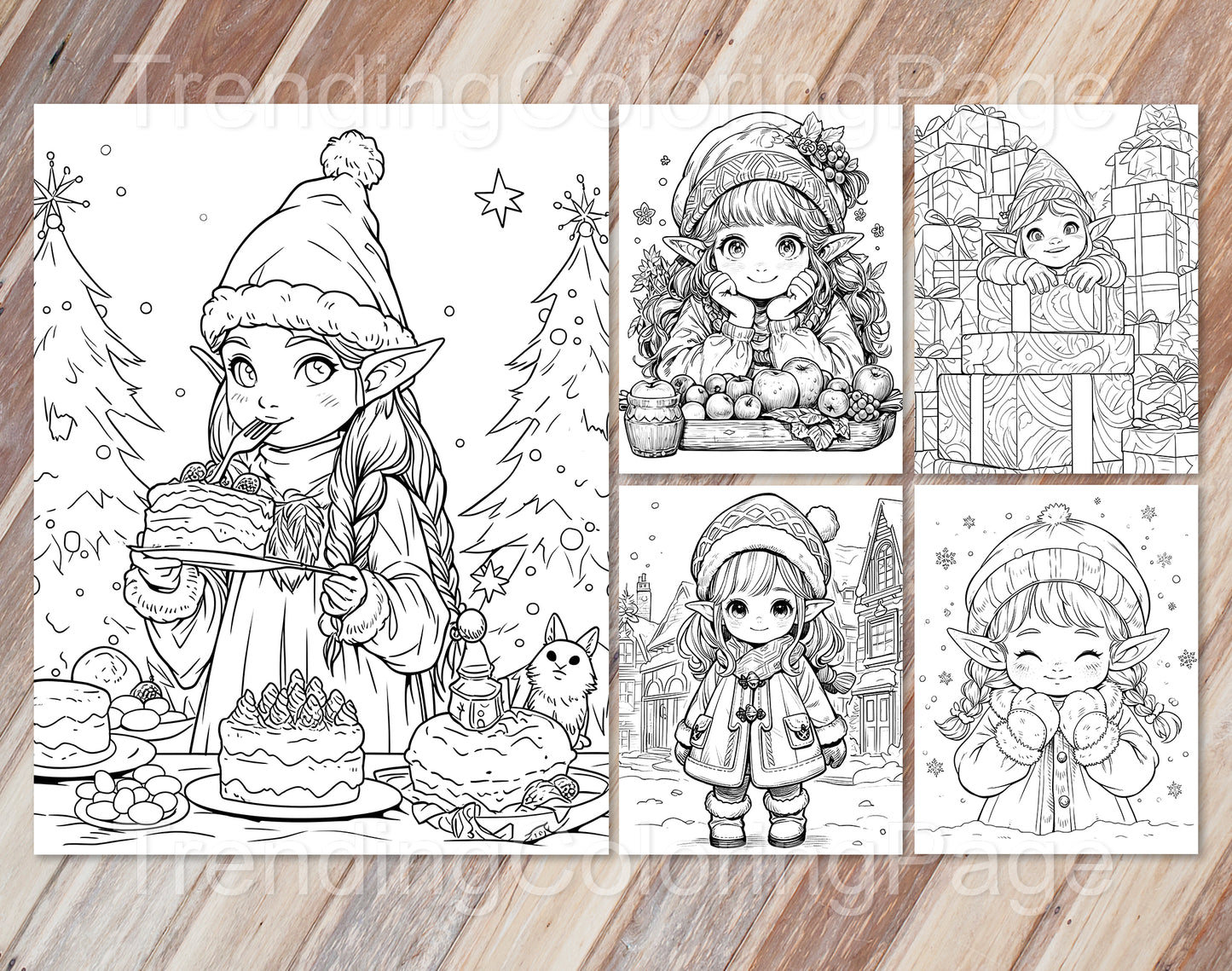 25 Christmas Darling Gnomes Coloring Pages - Instant Download - Printable PDF – preview 3