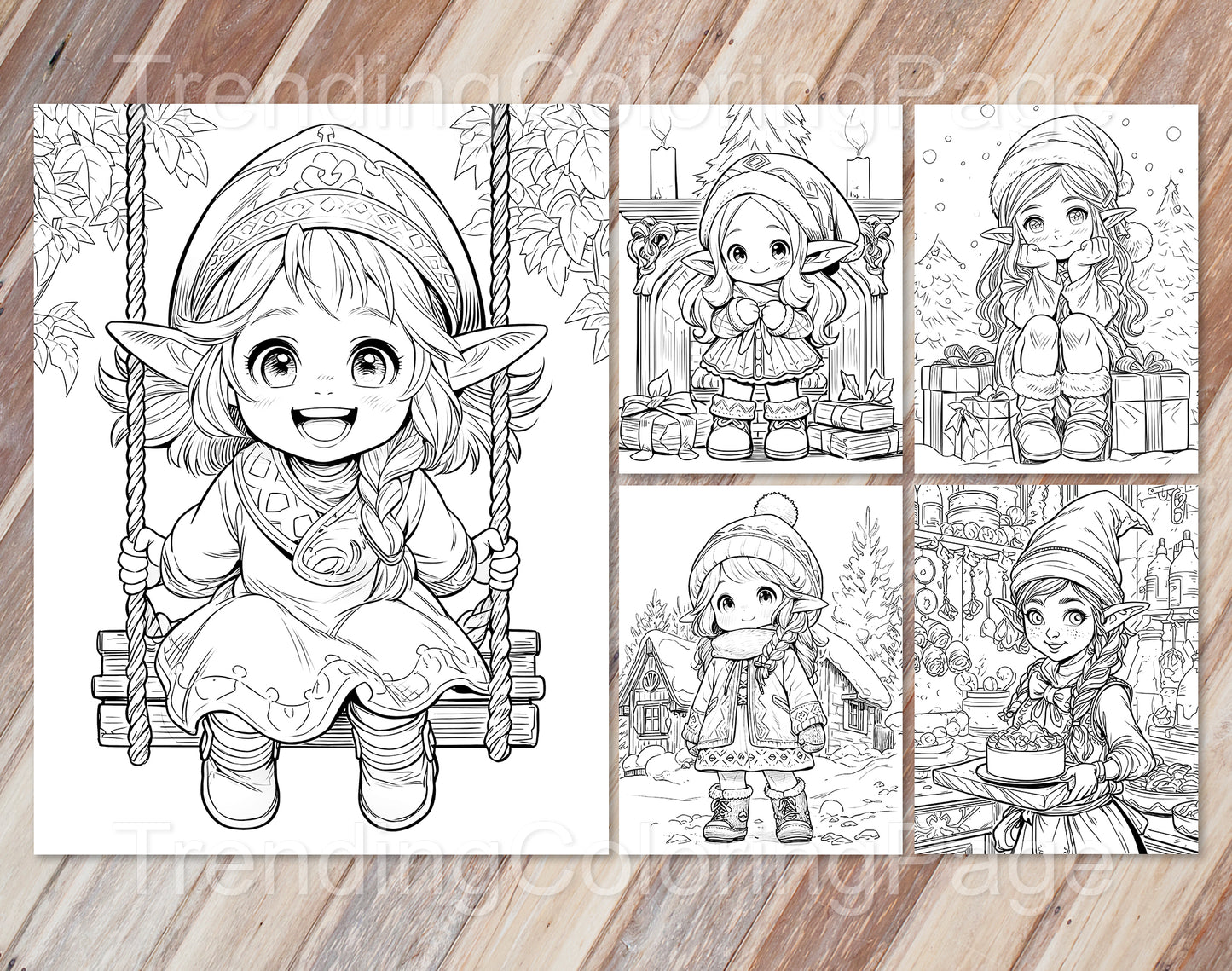 25 Christmas Darling Gnomes Coloring Pages - Instant Download - Printable PDF – preview 4