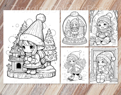 25 Christmas Darling Gnomes Coloring Pages - Instant Download - Printable PDF – preview 5