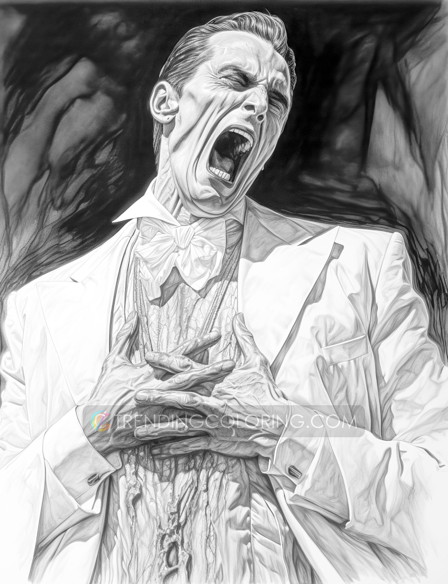 25 Count Dracula Grayscale Coloring Pages - Halloween Coloring - Instant Download - Printable PDF Dark/Light – preview 5