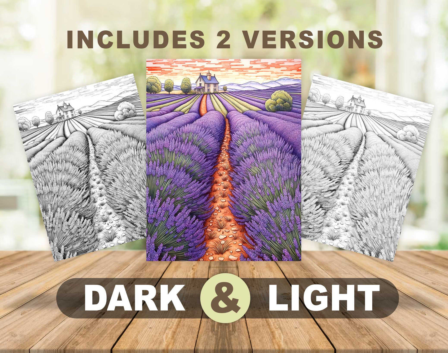 25 Country Dreams Grayscale Coloring Pages - Instant Download - Printable PDF Dark/Light – preview 4