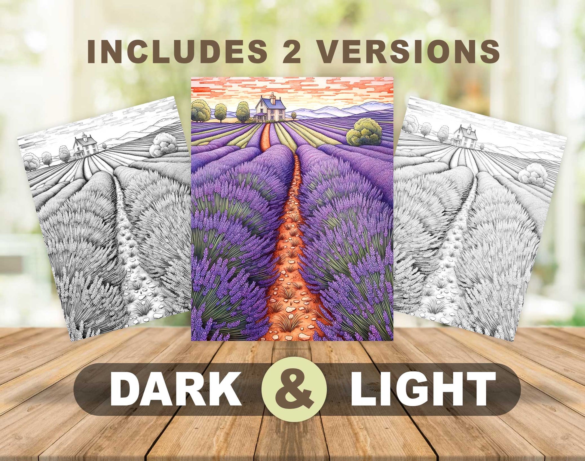 25 Country Dreams Grayscale Coloring Pages - Instant Download - Printable PDF Dark/Light – preview 4