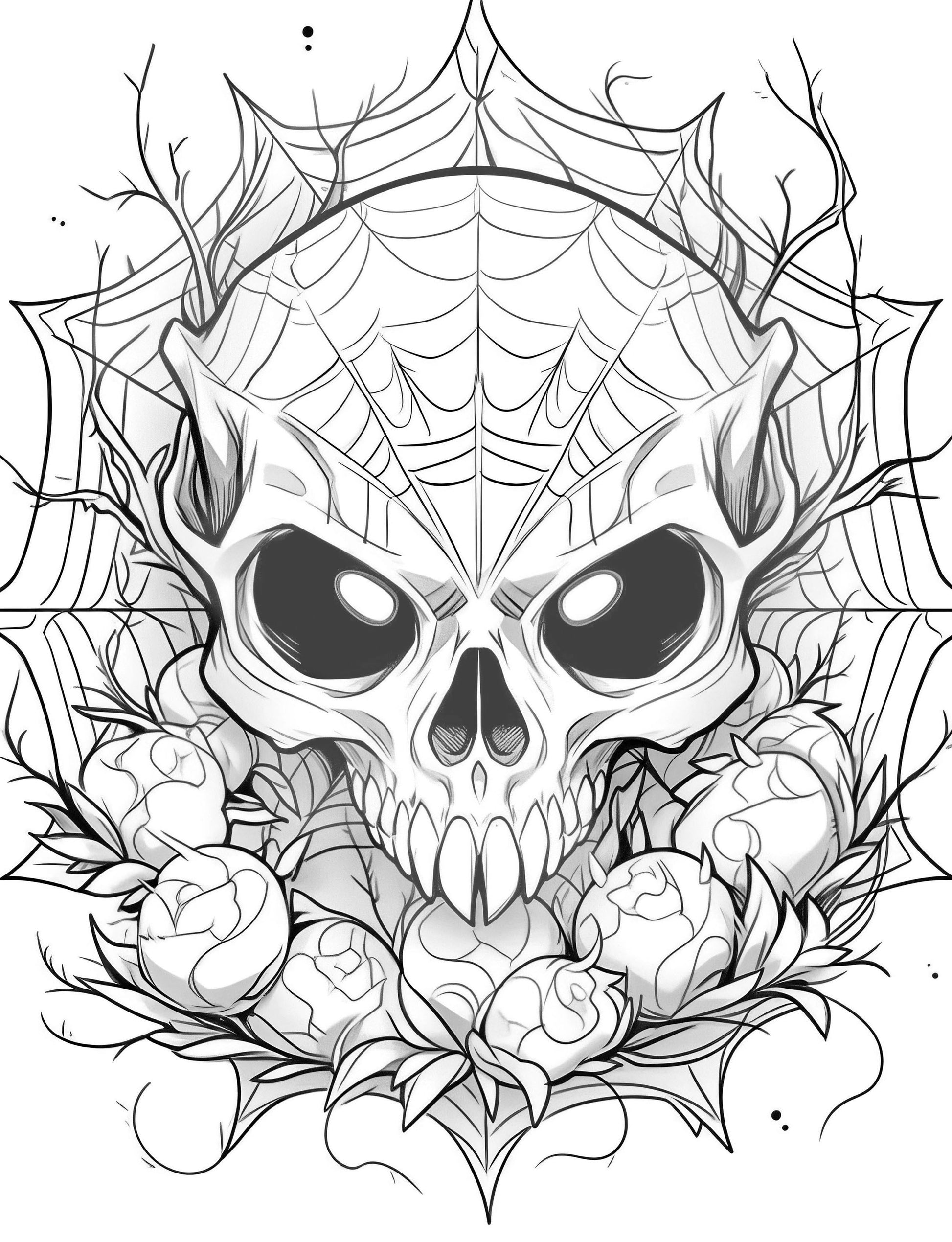 25 Creepy Kawaii Grayscale Coloring Pages - Halloween Coloring - Instant Download - Printable PDF Dark/Light – preview 11
