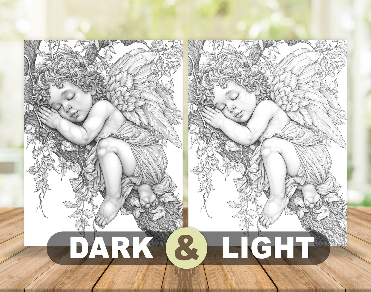 25 Cupid Valentine's Day Grayscale Coloring Pages - Instant Download - Printable PDF Dark/Light – preview 4