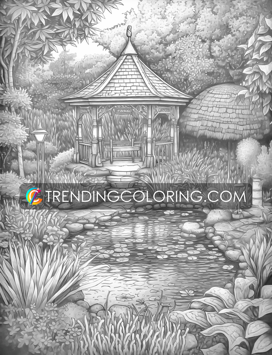 25 Enchanted Garden Grayscale Coloring Pages- Instant Download - Printable PDF – preview 10