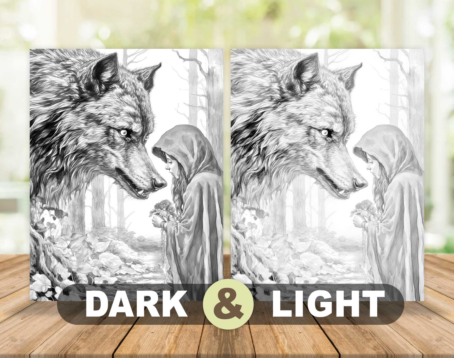25 Fairy Tale Dreams Grayscale Coloring Pages - Instant Download - Printable PDF Dark/Light – preview 5