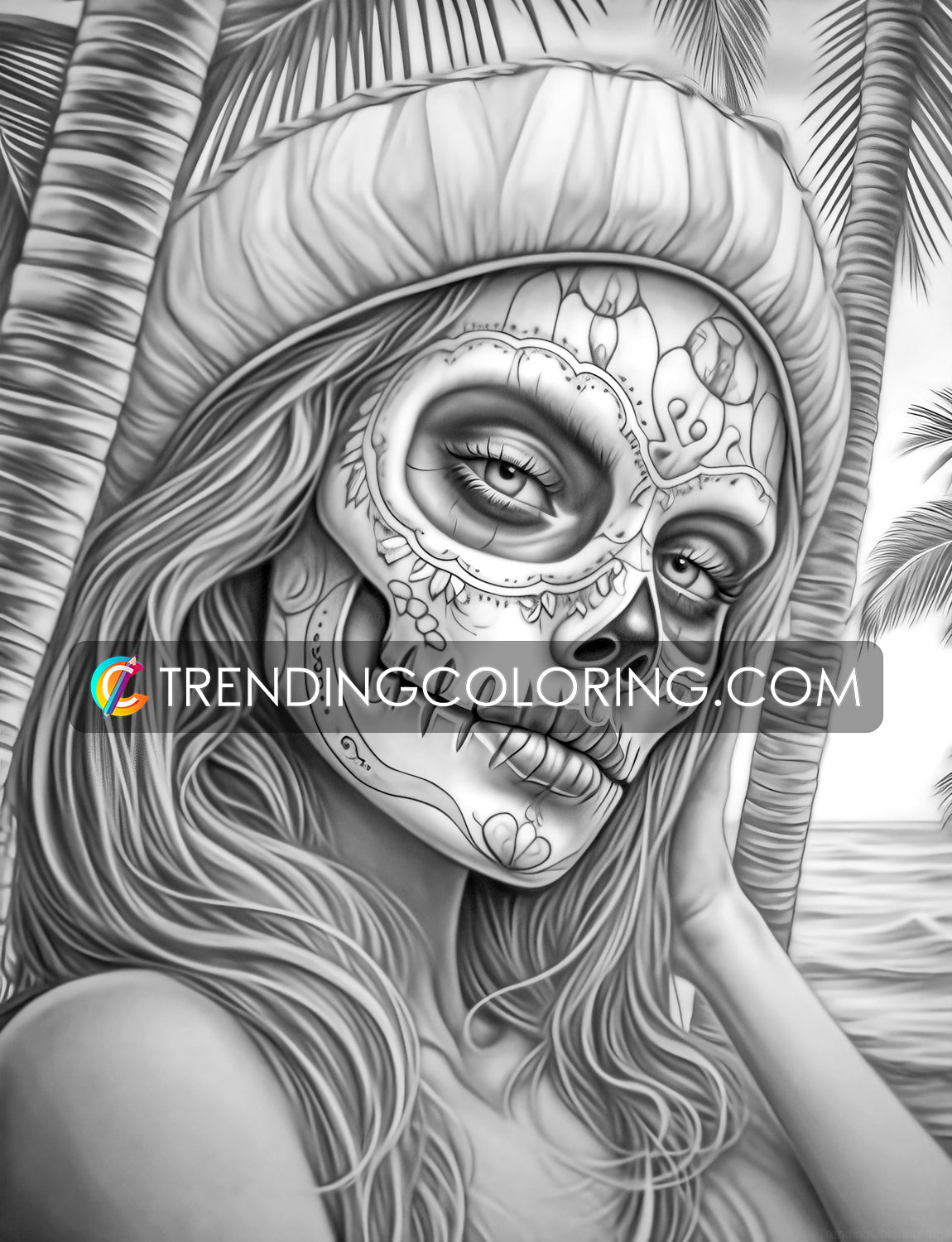 25 Gothic Glamour Girl Grayscale Coloring Pages - Instant Download - Printable PDF Dark/Light – preview 10