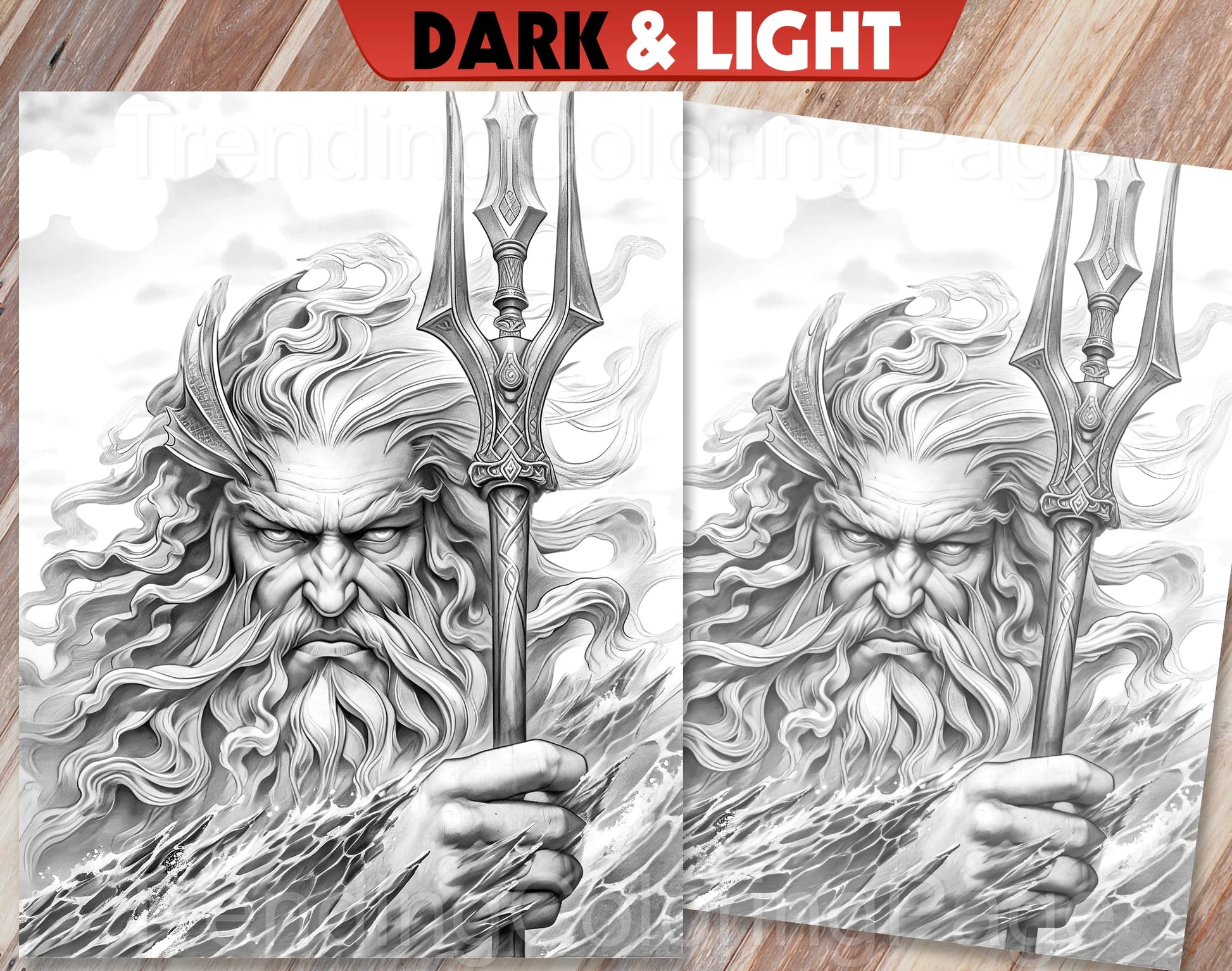 25 Greek Mythology Grayscale Coloring Pages - Instant Download - Printable PDF Dark/Light – preview 7