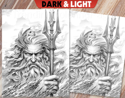 25 Greek Mythology Grayscale Coloring Pages - Instant Download - Printable PDF Dark/Light – preview 7