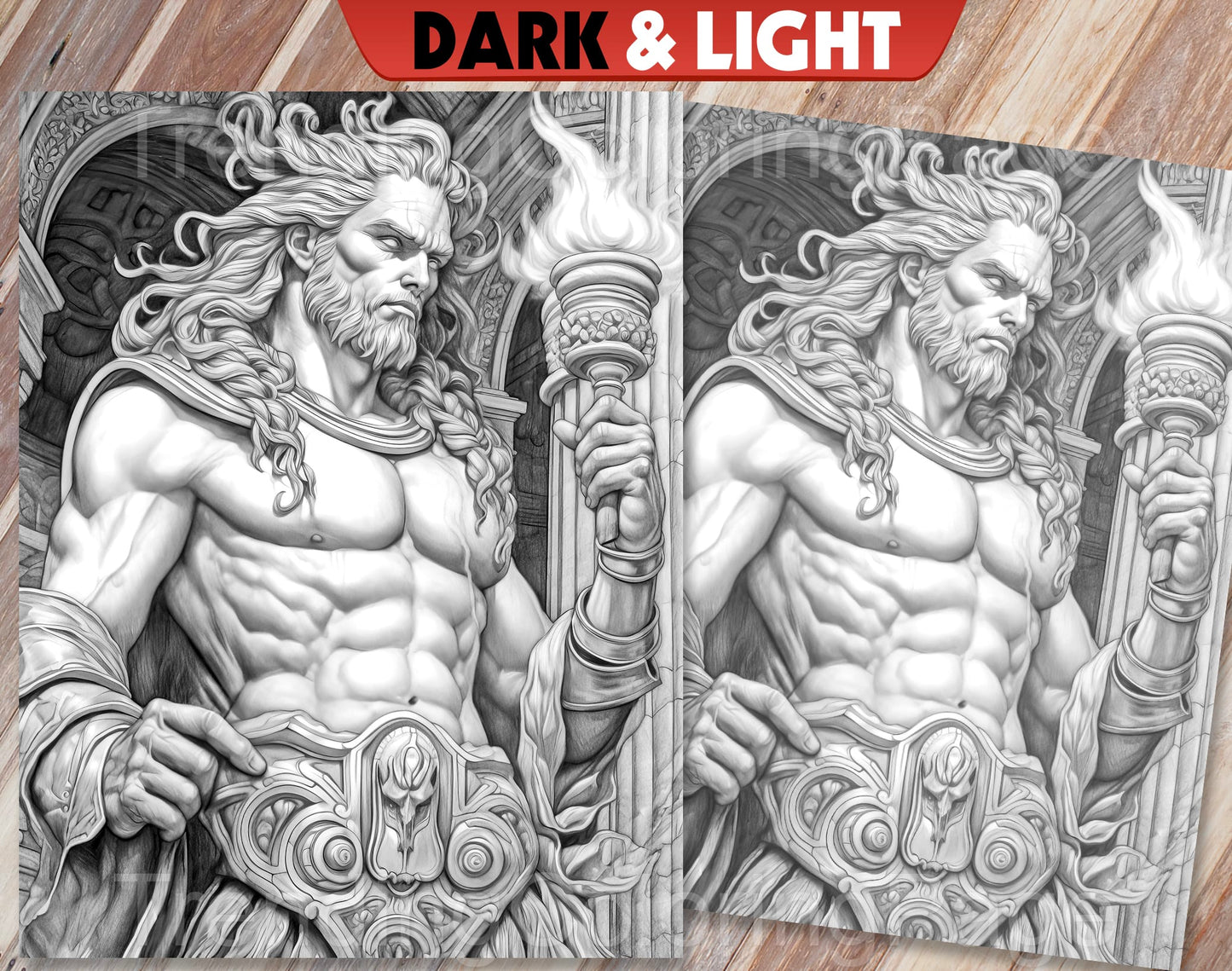 25 Greek Mythology Grayscale Coloring Pages - Instant Download - Printable PDF Dark/Light – preview 9