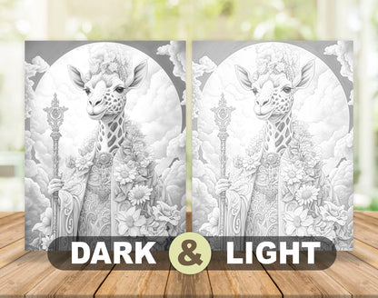 25 Heaven Animals Grayscale Coloring Pages - Instant Download - Printable PDF Dark/Light – preview 4