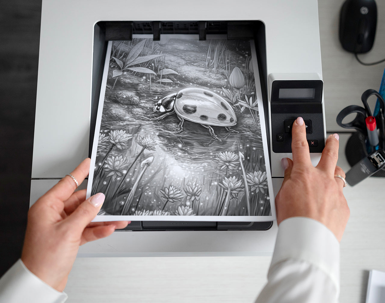 25 Insectopia Grayscale Coloring Pages - Instant Download - Printable PDF Dark/Light – preview 3