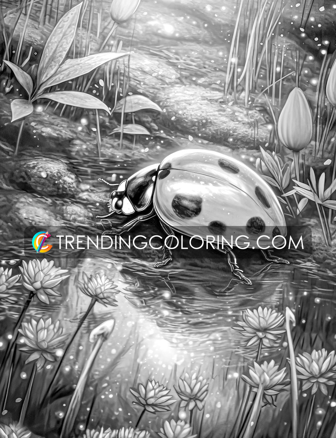 25 Insectopia Grayscale Coloring Pages - Instant Download - Printable PDF Dark/Light – preview 6