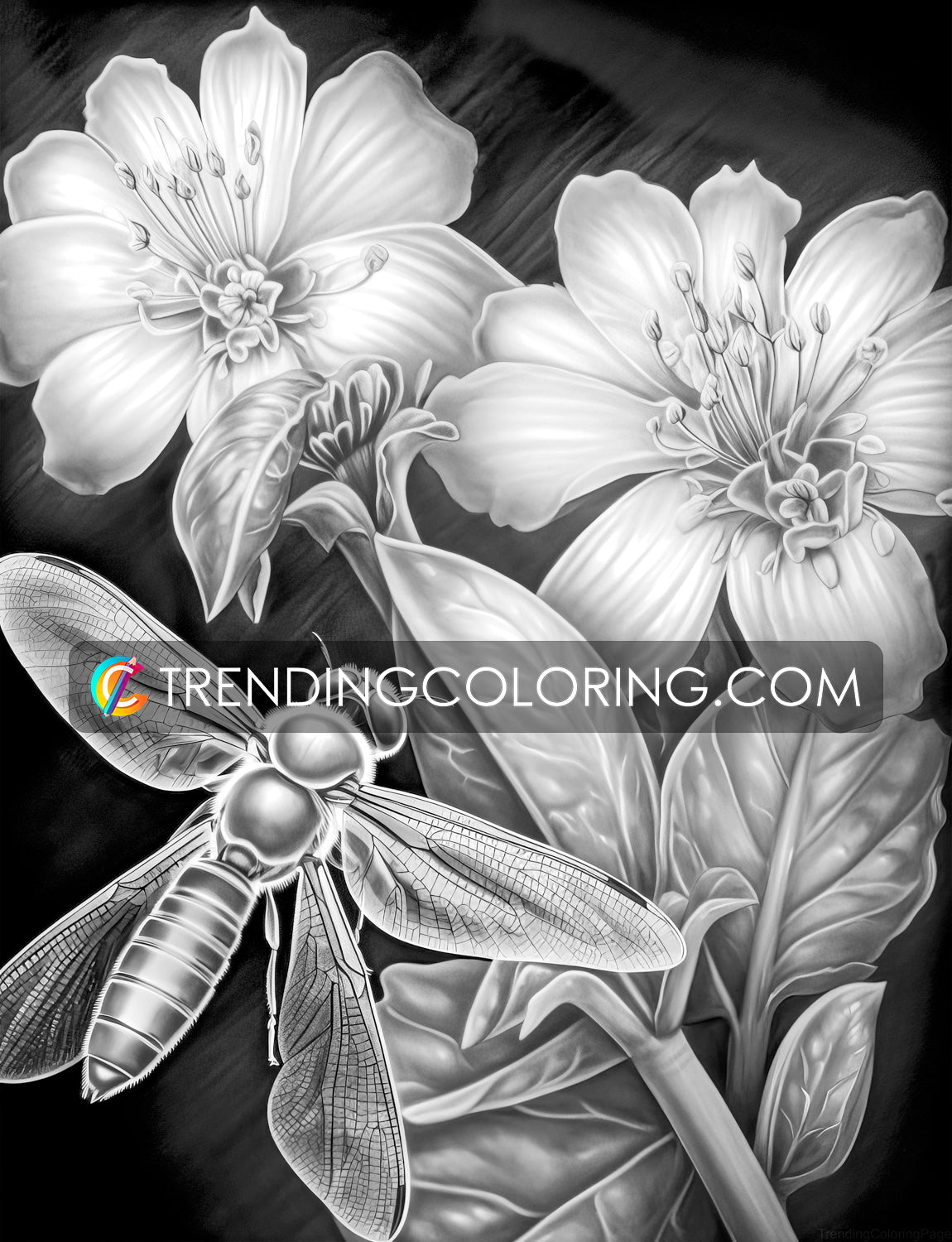 25 Insectopia Grayscale Coloring Pages - Instant Download - Printable PDF Dark/Light – preview 8